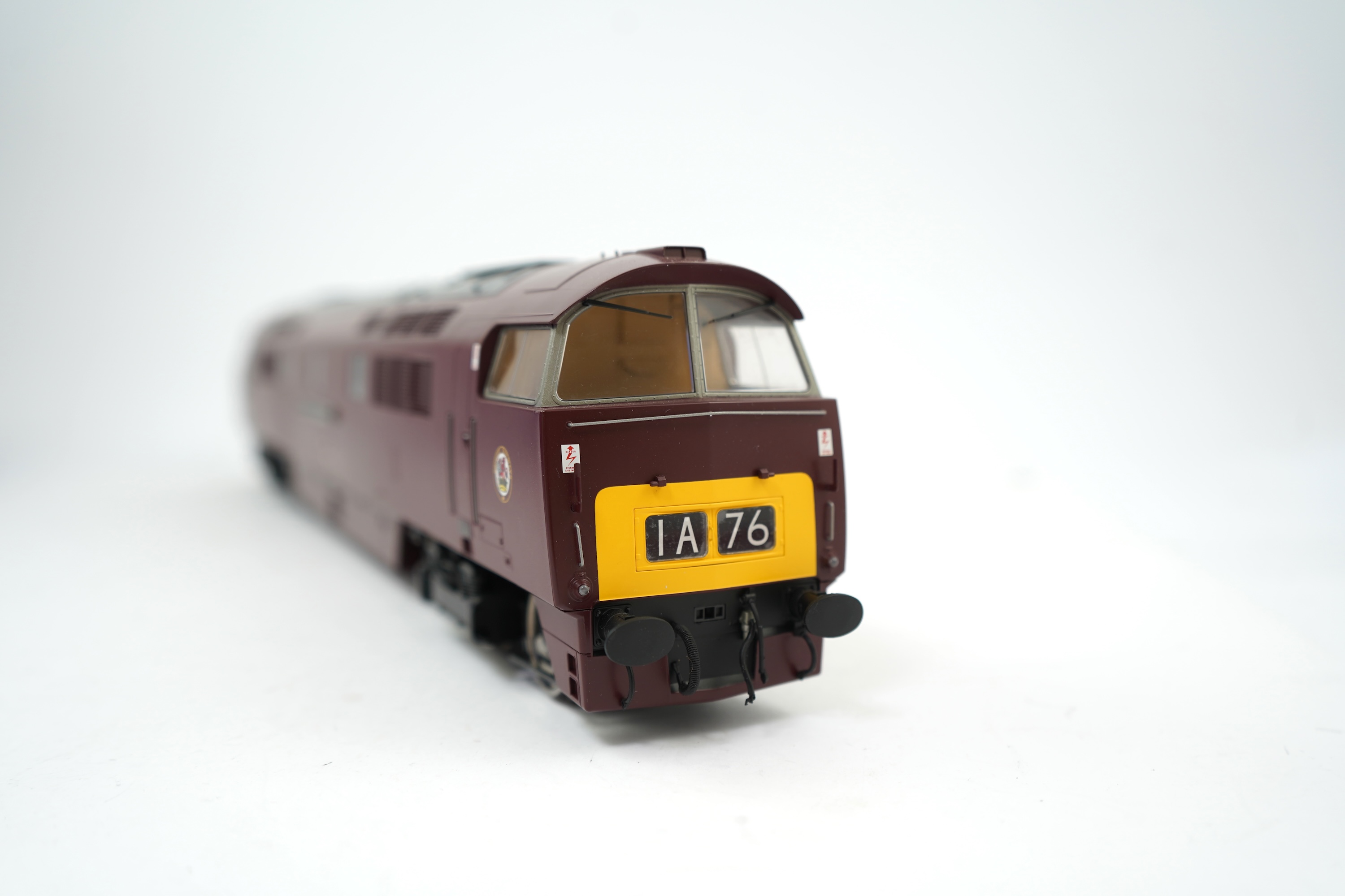 An 0 Gauge Heljan model Class 52 Western Challenger D1019 Co-Co diesel hydraulic locomotive, powered for two rail operation, with original box.